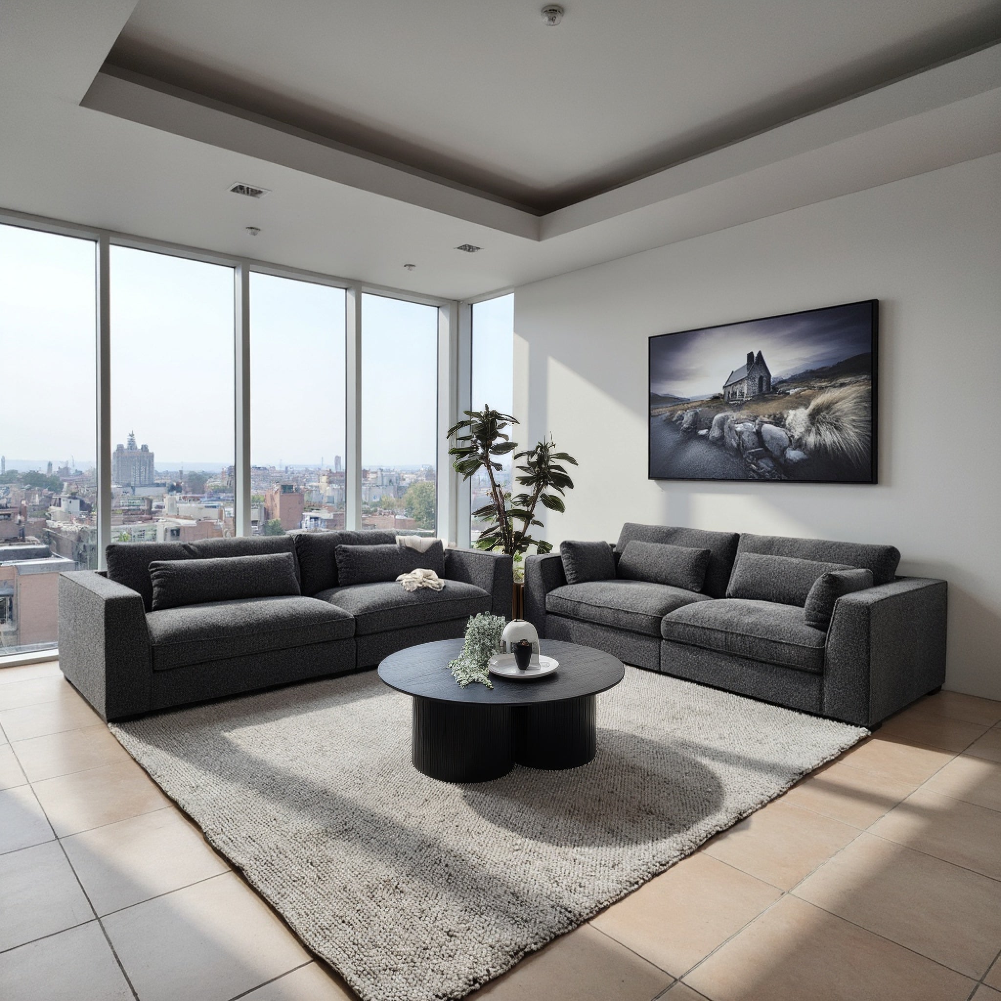 Justine 4+2 Seater Sofa Pair in Charcoal