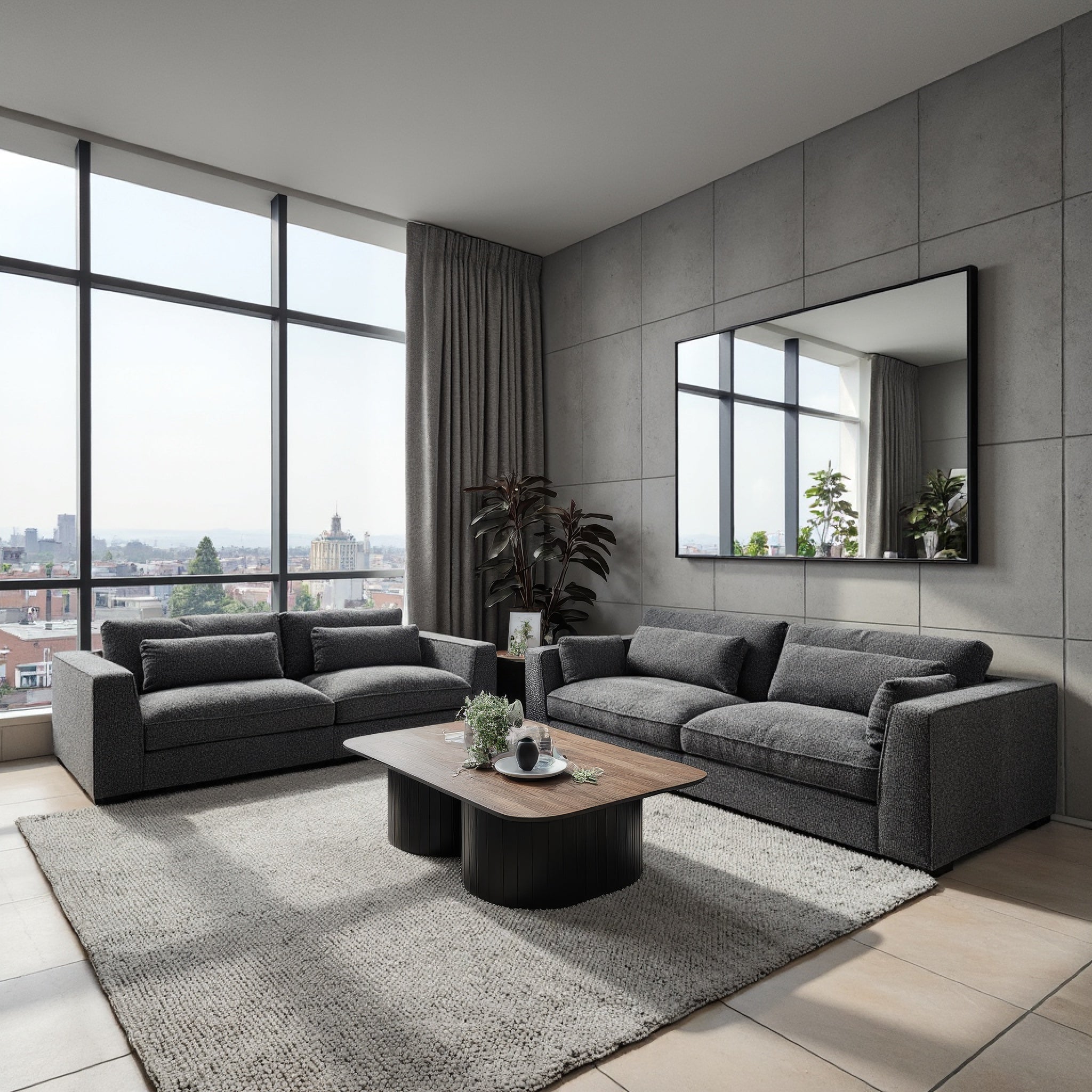 Justine 4+2 Seater Sofa Pair in Charcoal