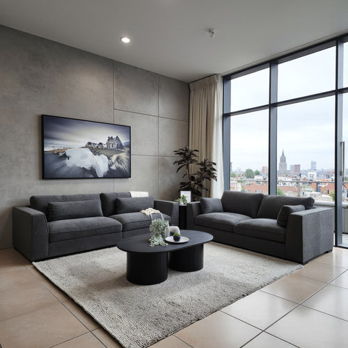 Justine 4+2 Seater Sofa Pair in Charcoal