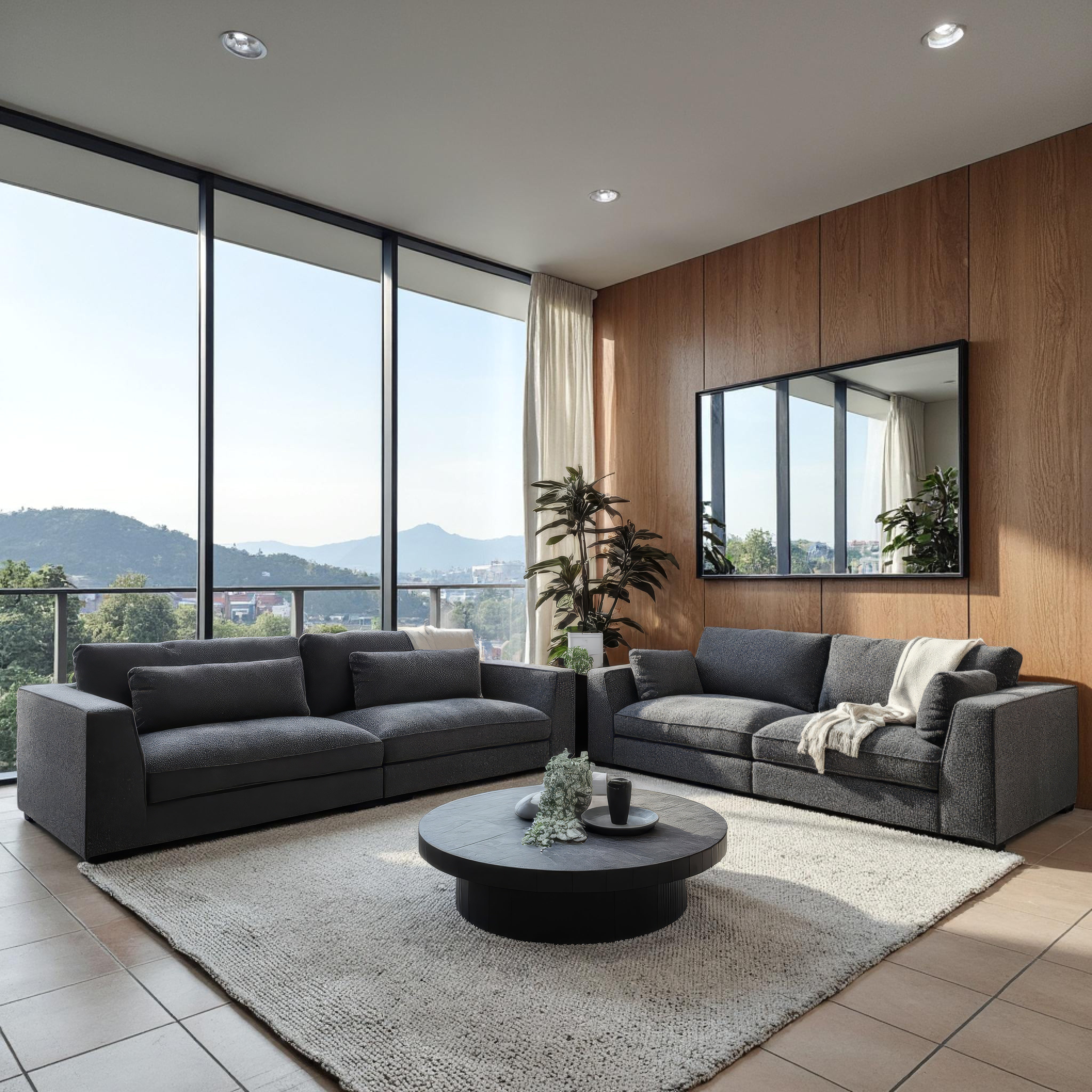 Justine 4+2 Seater Sofa Pair in Charcoal