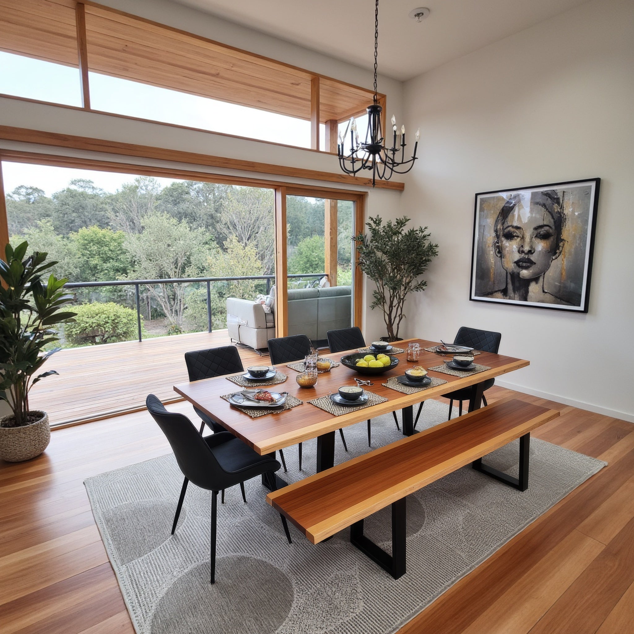 Highland Blackwood 7 Piece Dining Package With Bench Seat