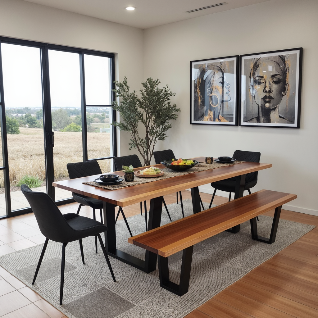 Highland Blackwood 7 Piece Dining Package With Bench Seat