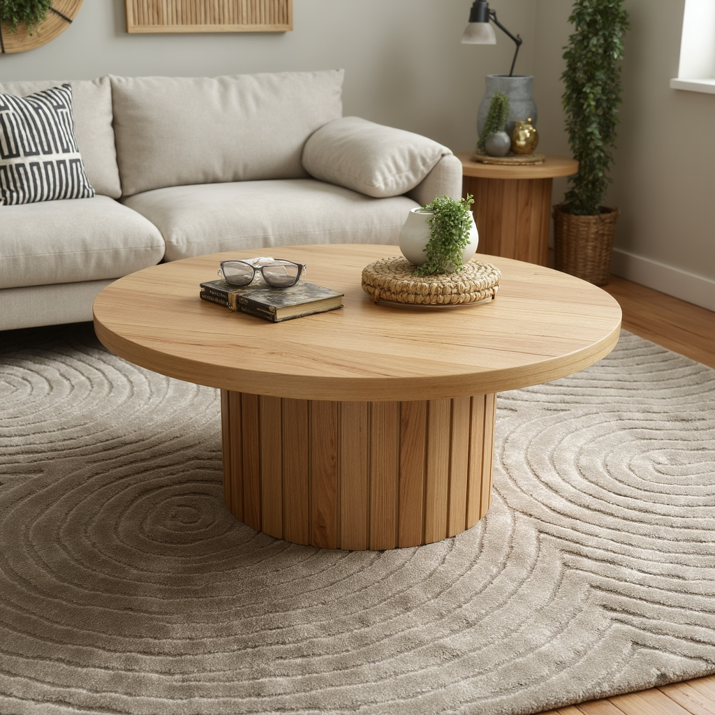 Morocco Round Coffee Table In Natural Australian Messmate