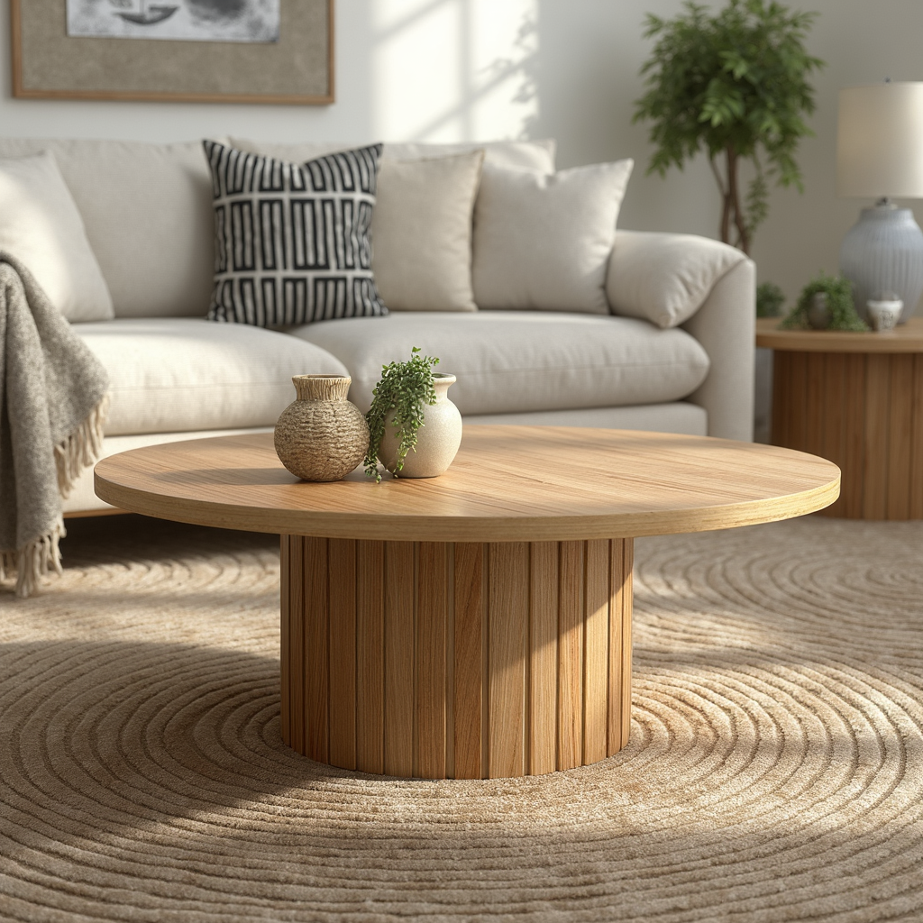Morocco Round Coffee Table In Natural Australian Messmate