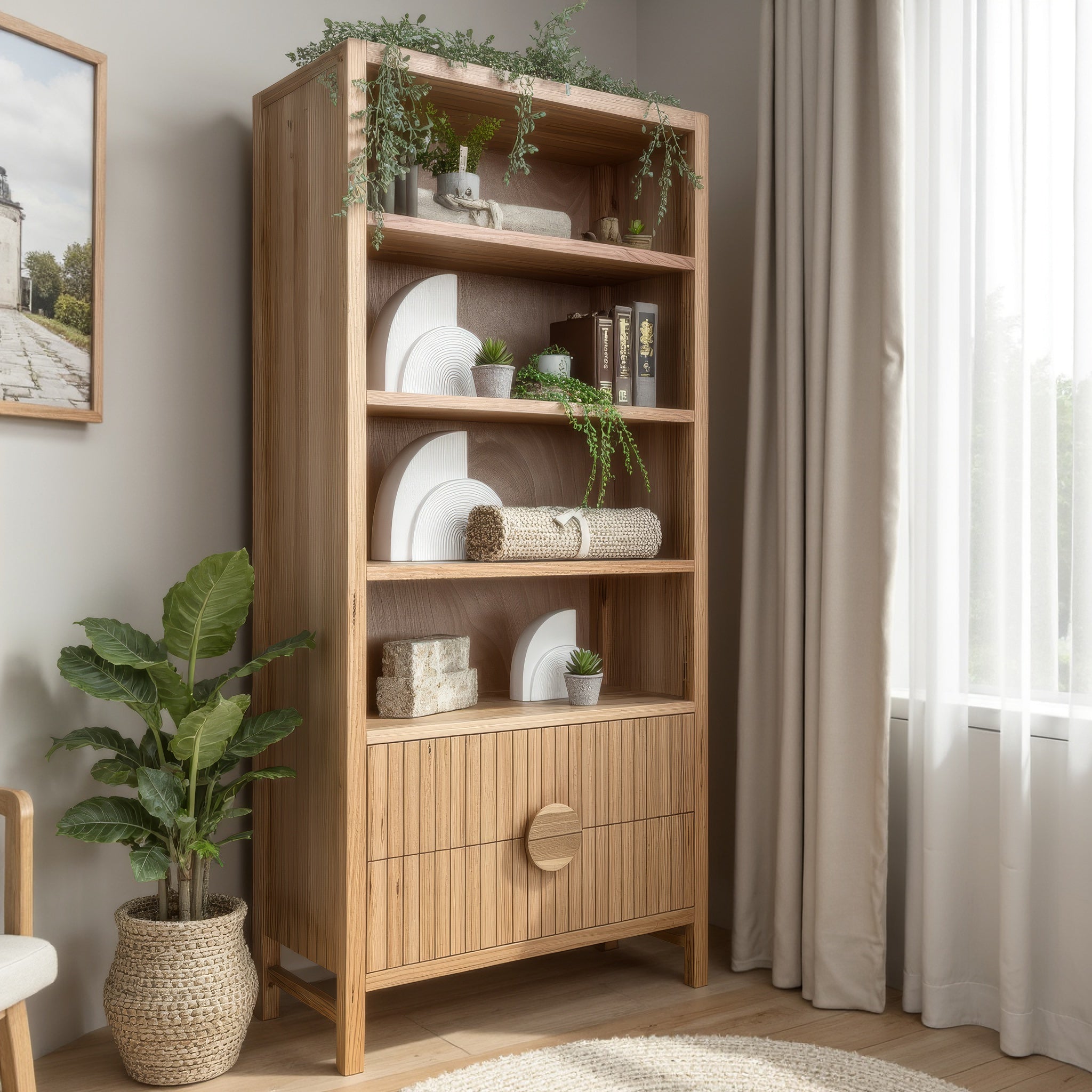 Morocco Bookcase In Natural Australian Messmate | Our Furniture Warehouse