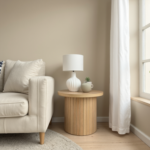 Morocco Round Lamp Table In Natural Australian Messmate