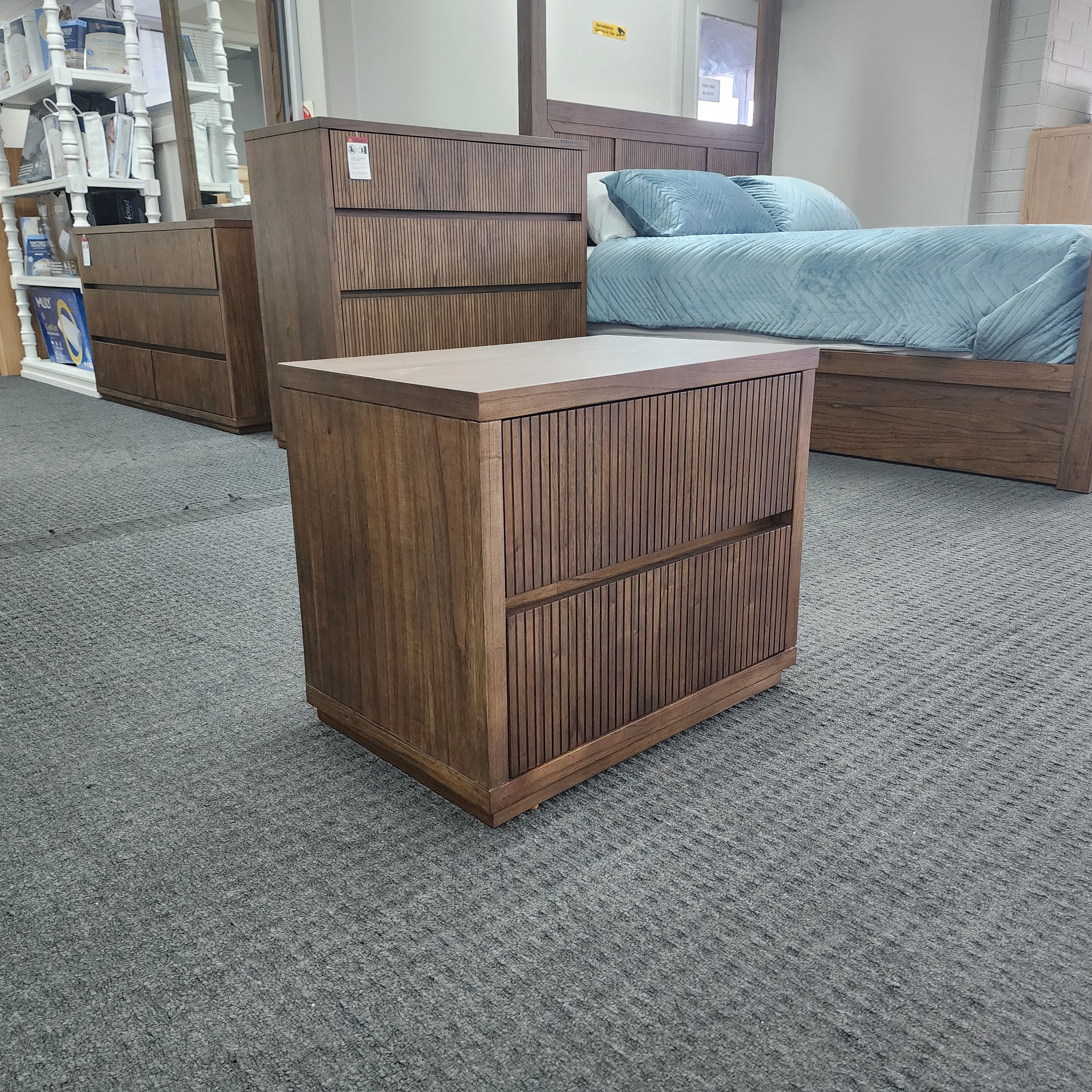 Flinders bed side chest in pecan finish AUS05