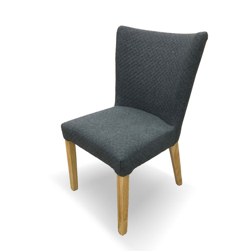 Tobago Upholstered Chair In Charcoal Fabric with natural leg