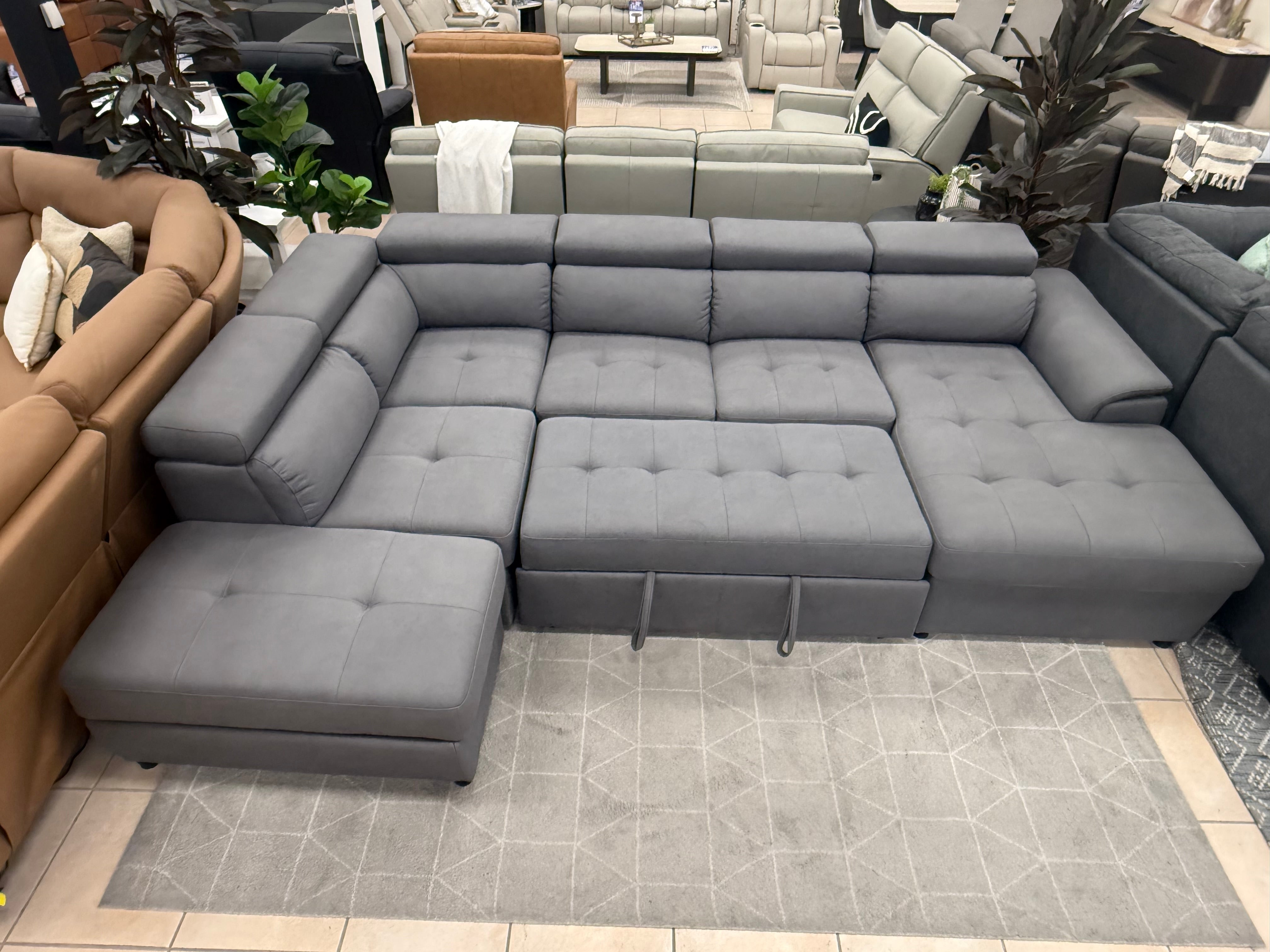 Bronte left chaise with sofabed in grey