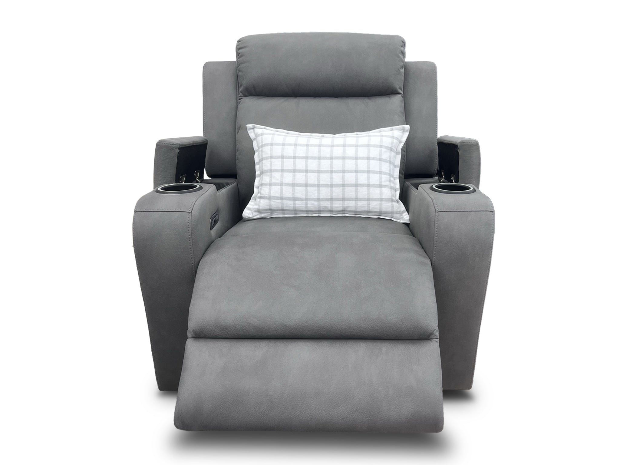 Cleo single electric recliner with dual electric recliners in gunmetal