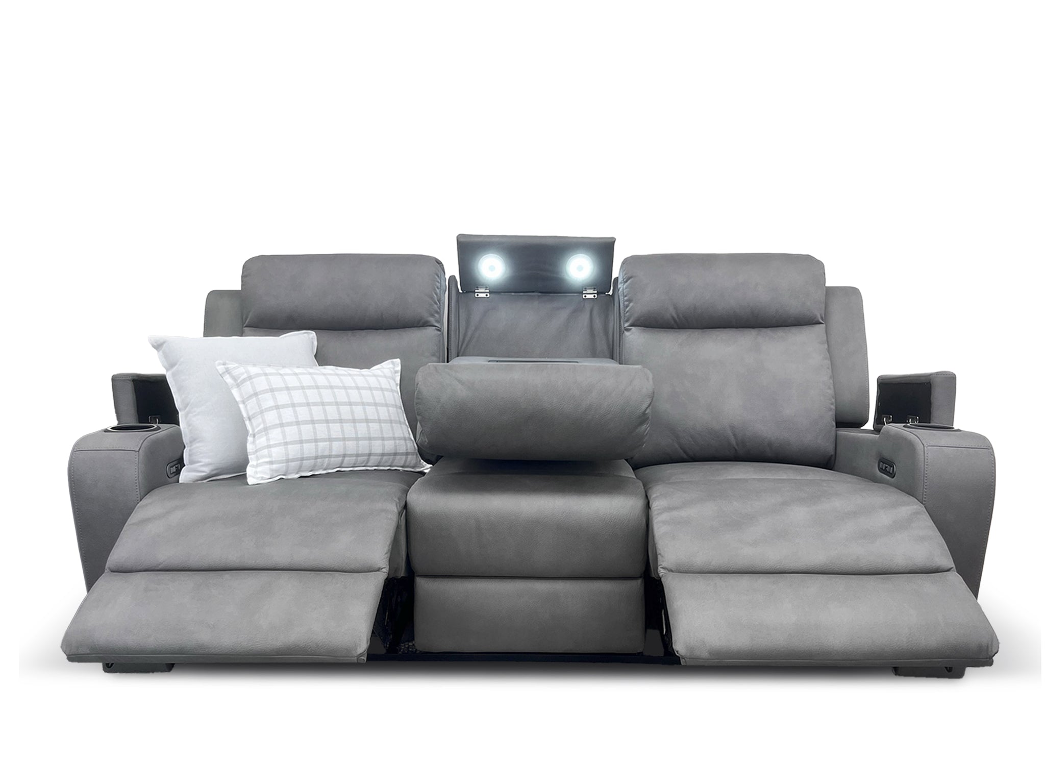 Cleo 3 seater with dual electric recliners in gunmetal
