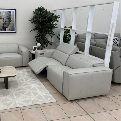 Xander 2 Seater With Electrics In 100% Premium Grey Leather