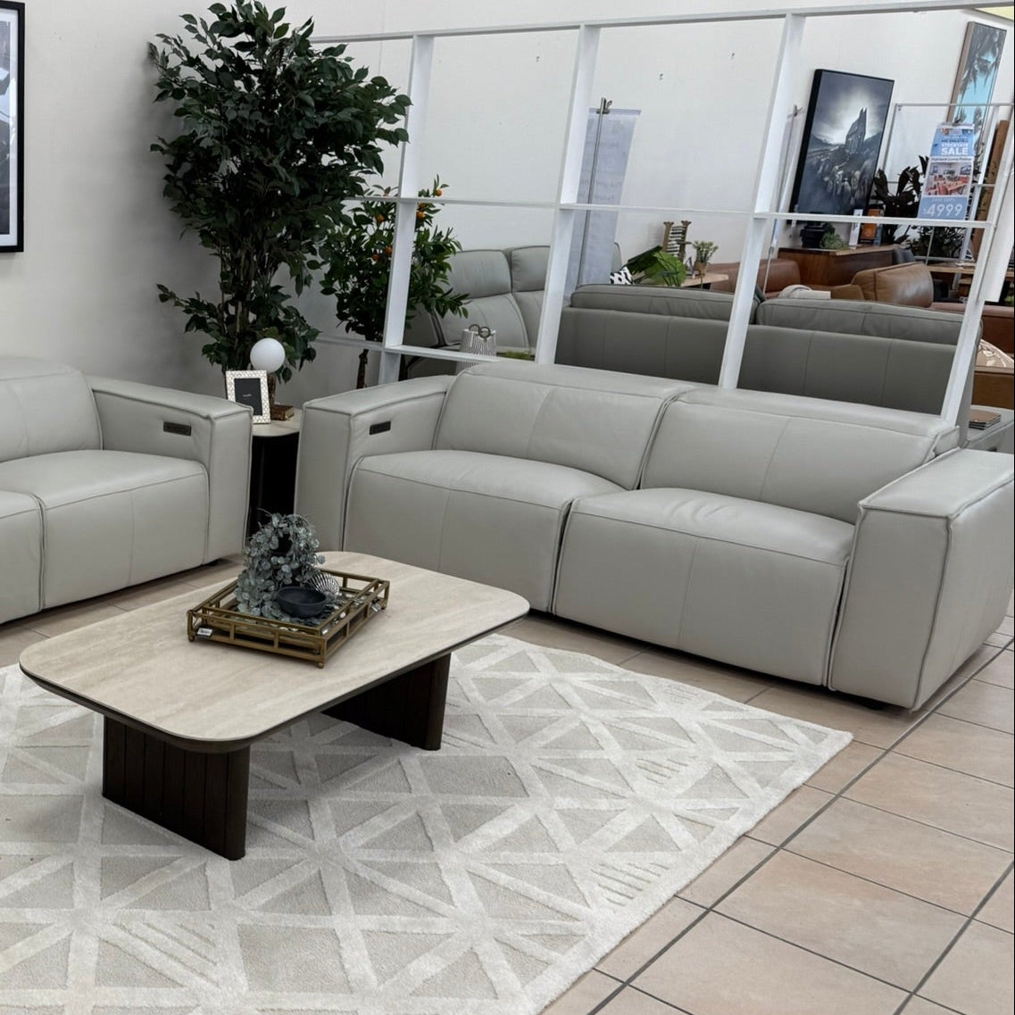 Xander 2 Seater With Electrics In 100% Premium Grey Leather