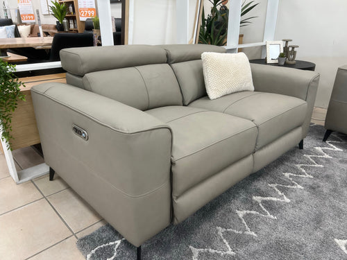Luisa 2 seater sofa with dual electric recliners in pearl taupe grey