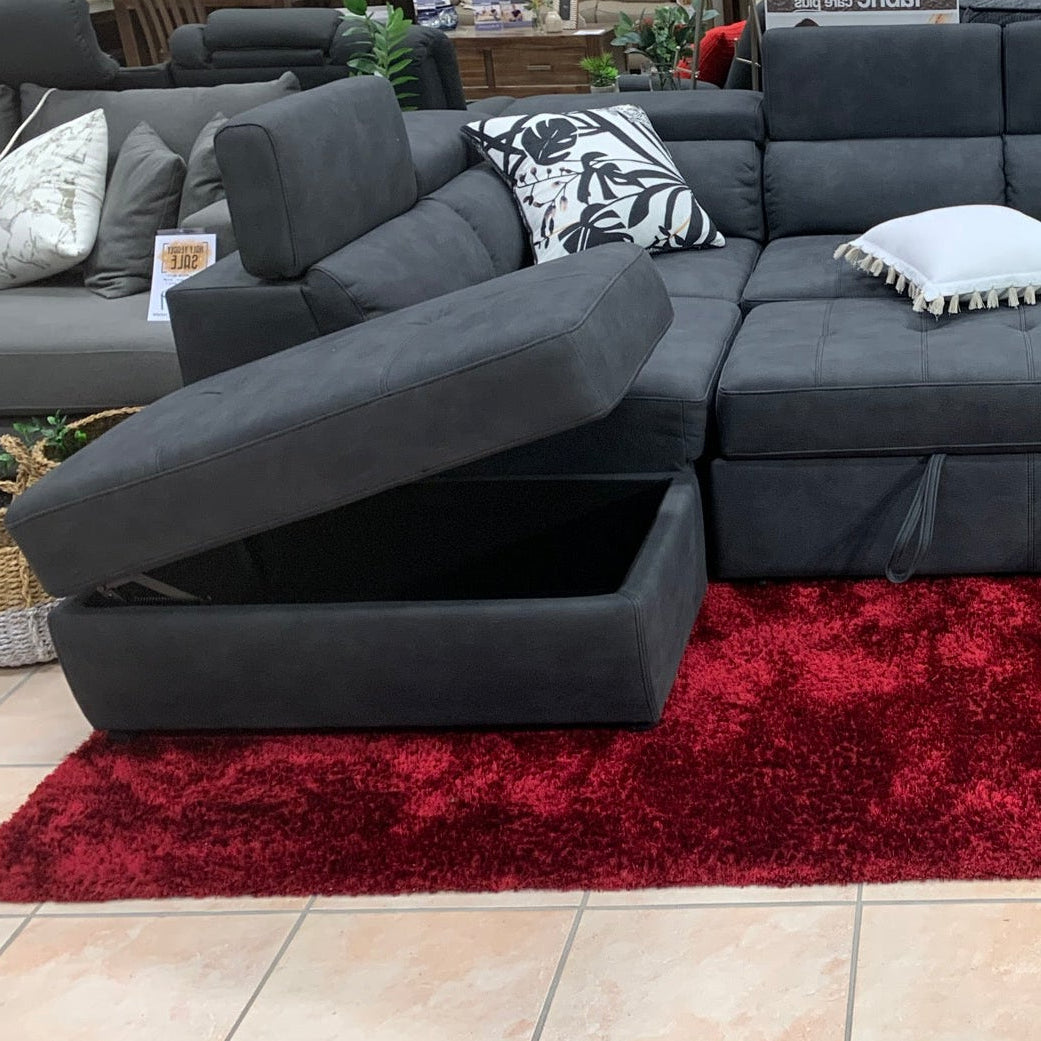 Bronte Right Chaise with sofabed in charcoal