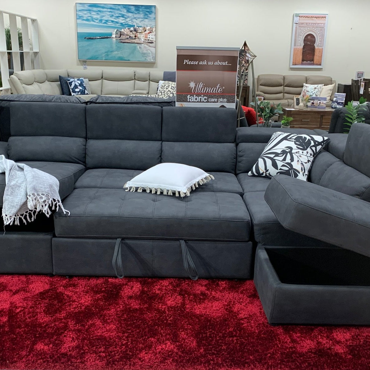 Bronte Left Hand Chaise WIth Bed in Charcoal