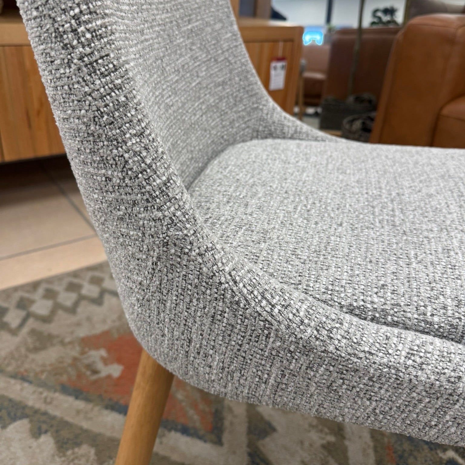 Milano Dining Chair In Light Grey With Oak Leg