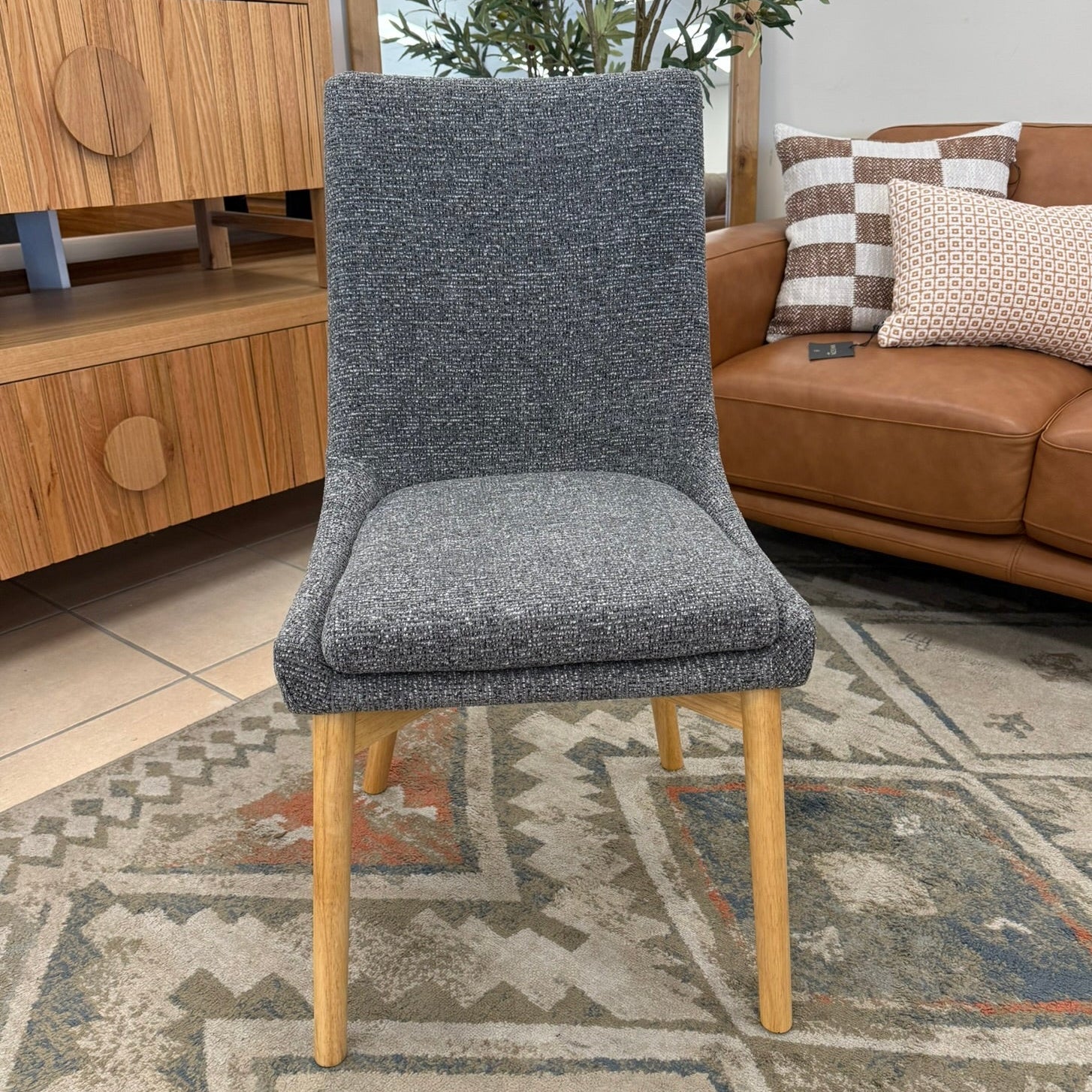 Milano Dining Chair In Dark Grey With Oak Leg