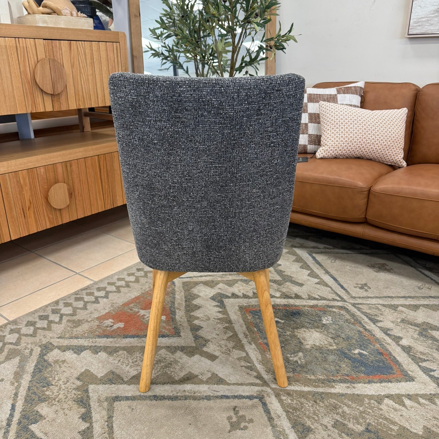 Milano Dining Chair In Dark Grey With Oak Leg