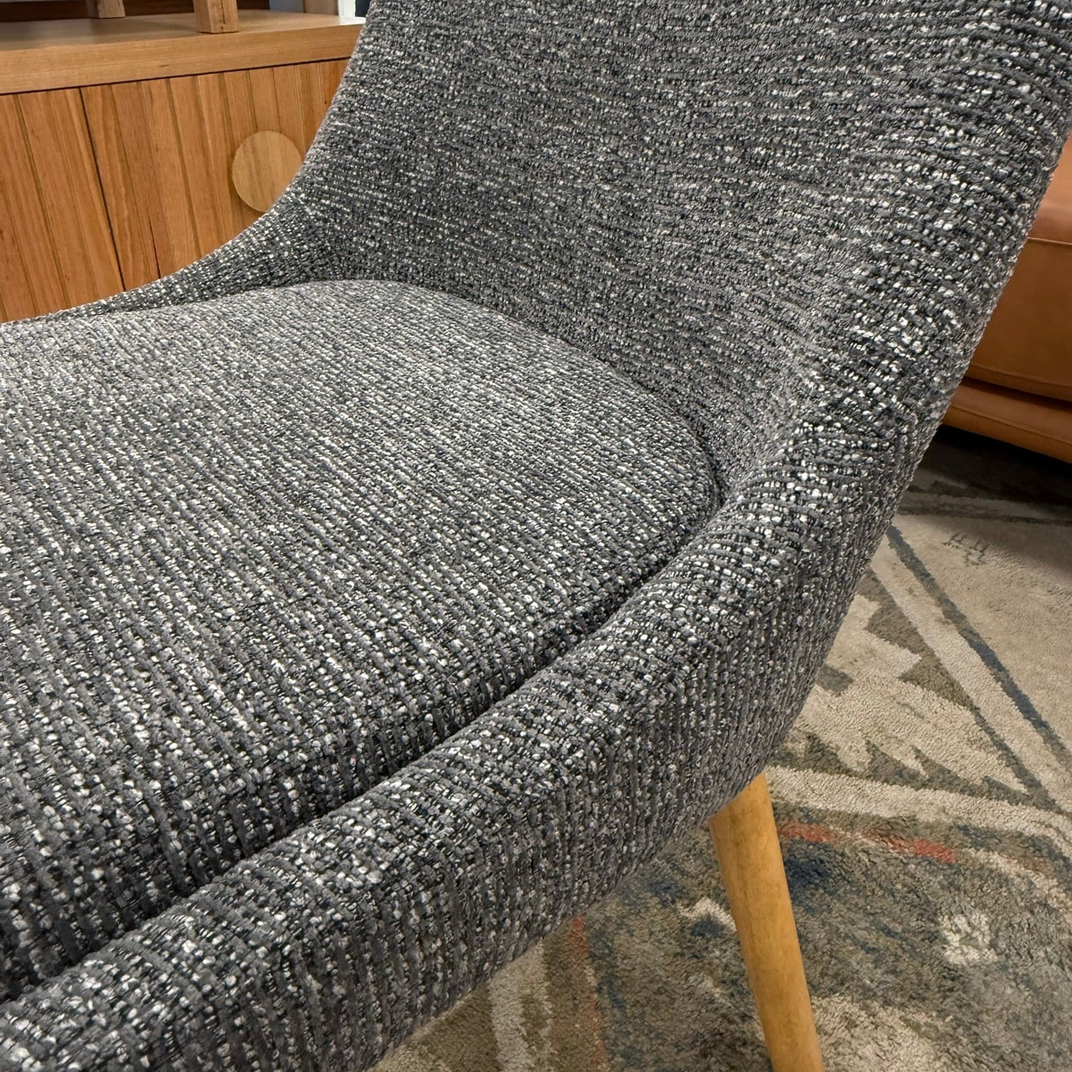 Milano Dining Chair In Dark Grey With Oak Leg