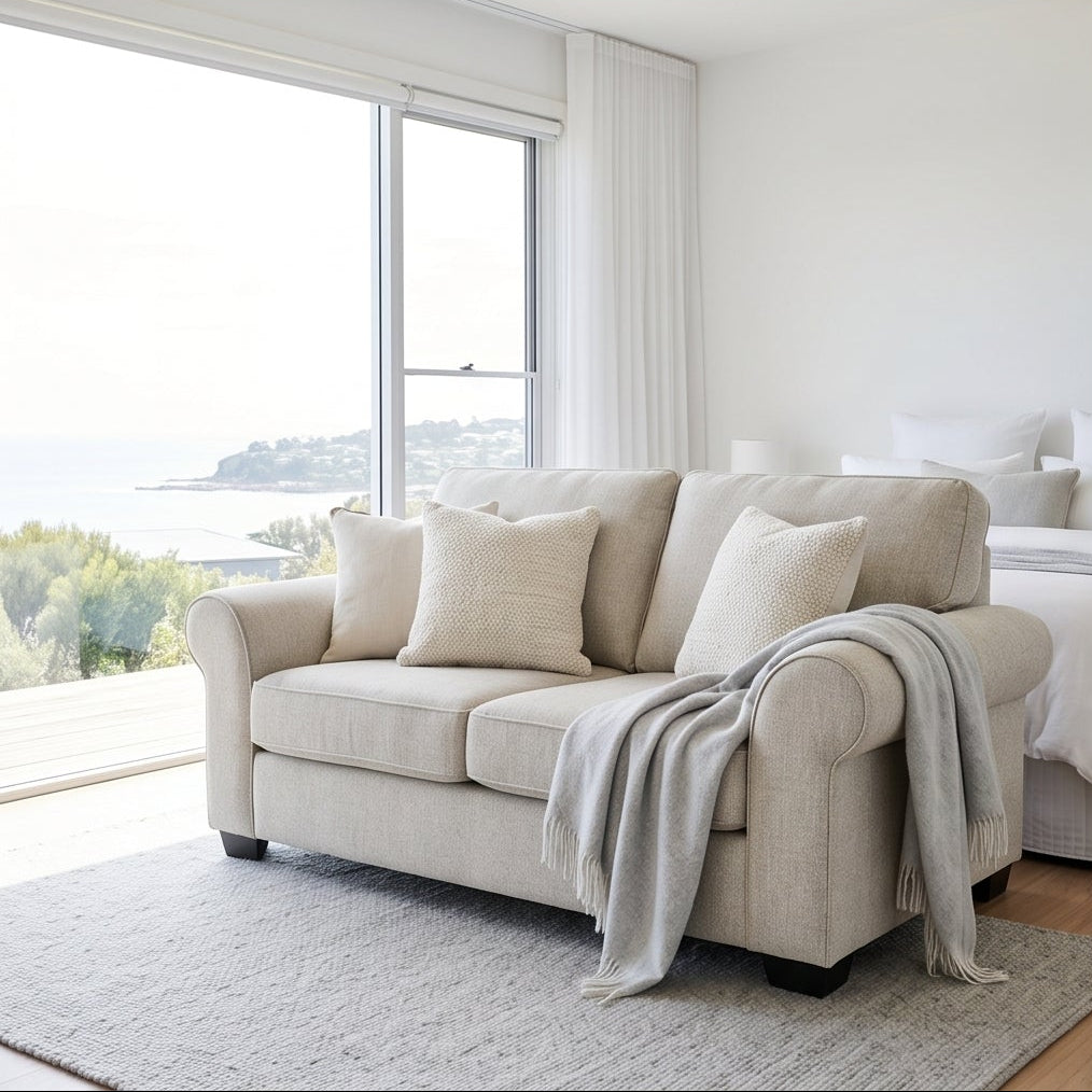 Remmy 2 Seater Sofa In Natural Grey