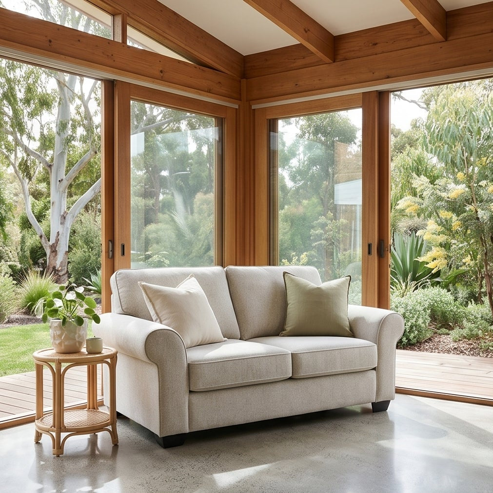 Remmy 2 Seater Sofa In Natural Grey