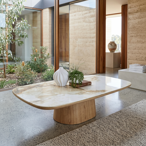 Olympus Oval Coffee Table With Ceramic Top