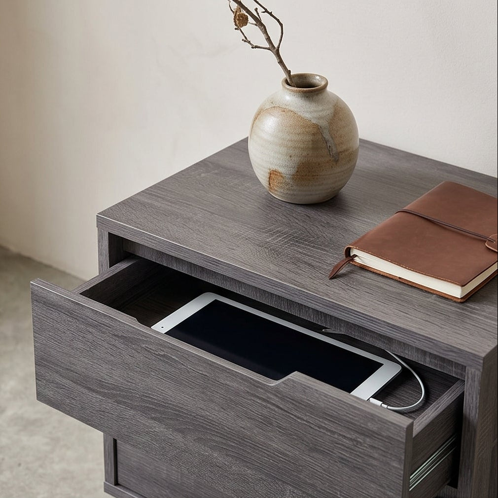 Vienna bed side chest in grey