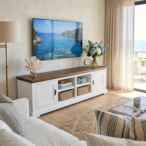 Hamptons 2300 Tv Unit In Two Tone Finish