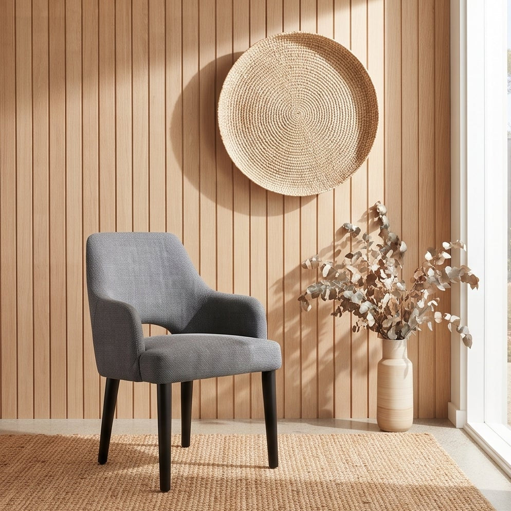 Clinton Dining Chair In Dark Grey With Black Leg