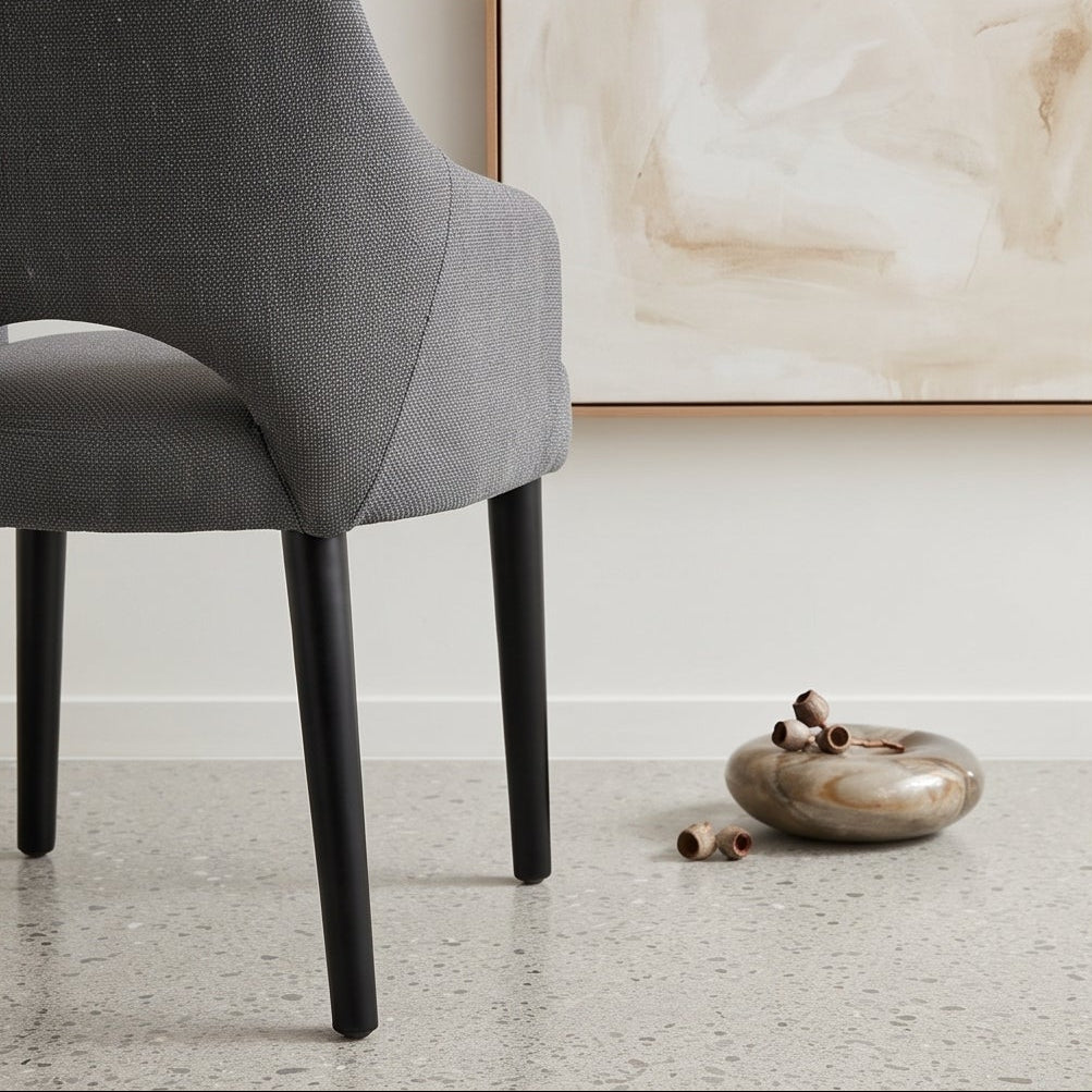 Clinton Dining Chair In Dark Grey With Black Leg