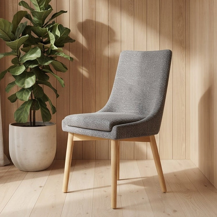 Milano Dining Chair In Dark Grey With Oak Leg