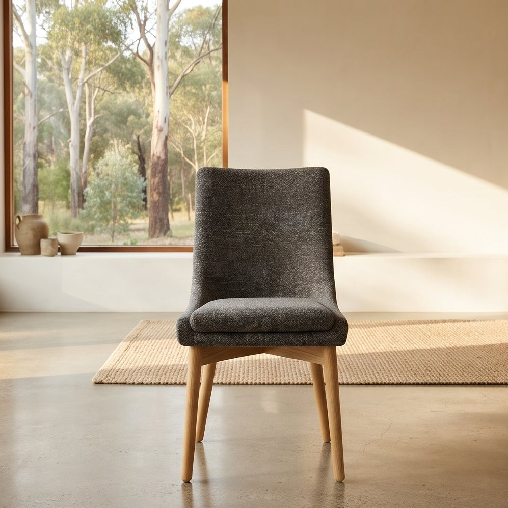 Milano Dining Chair In Dark Grey With Oak Leg