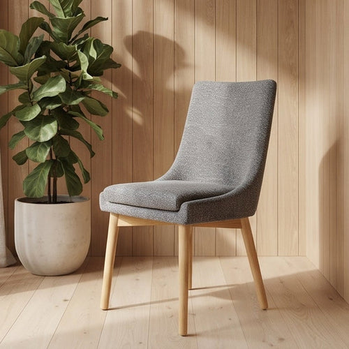 Milano Dining Chair In Dark Grey With Oak Leg