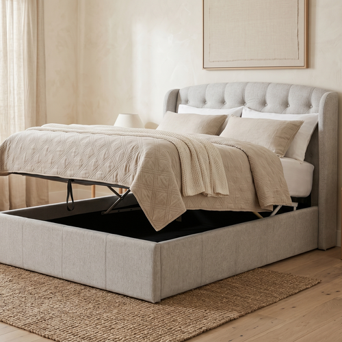 Dallas Double Bed With Gas Lift Storage In Grey