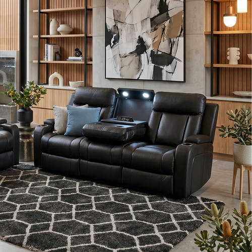 Nexus 3 seater in black leather