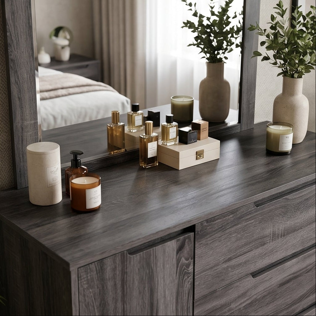 Vienna dressing table inc mirror in grey