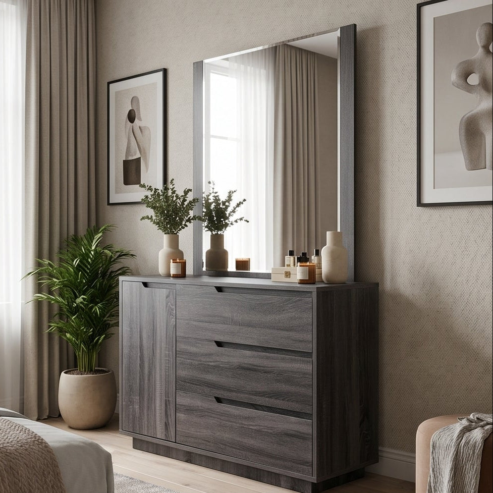 Vienna dressing table inc mirror in grey