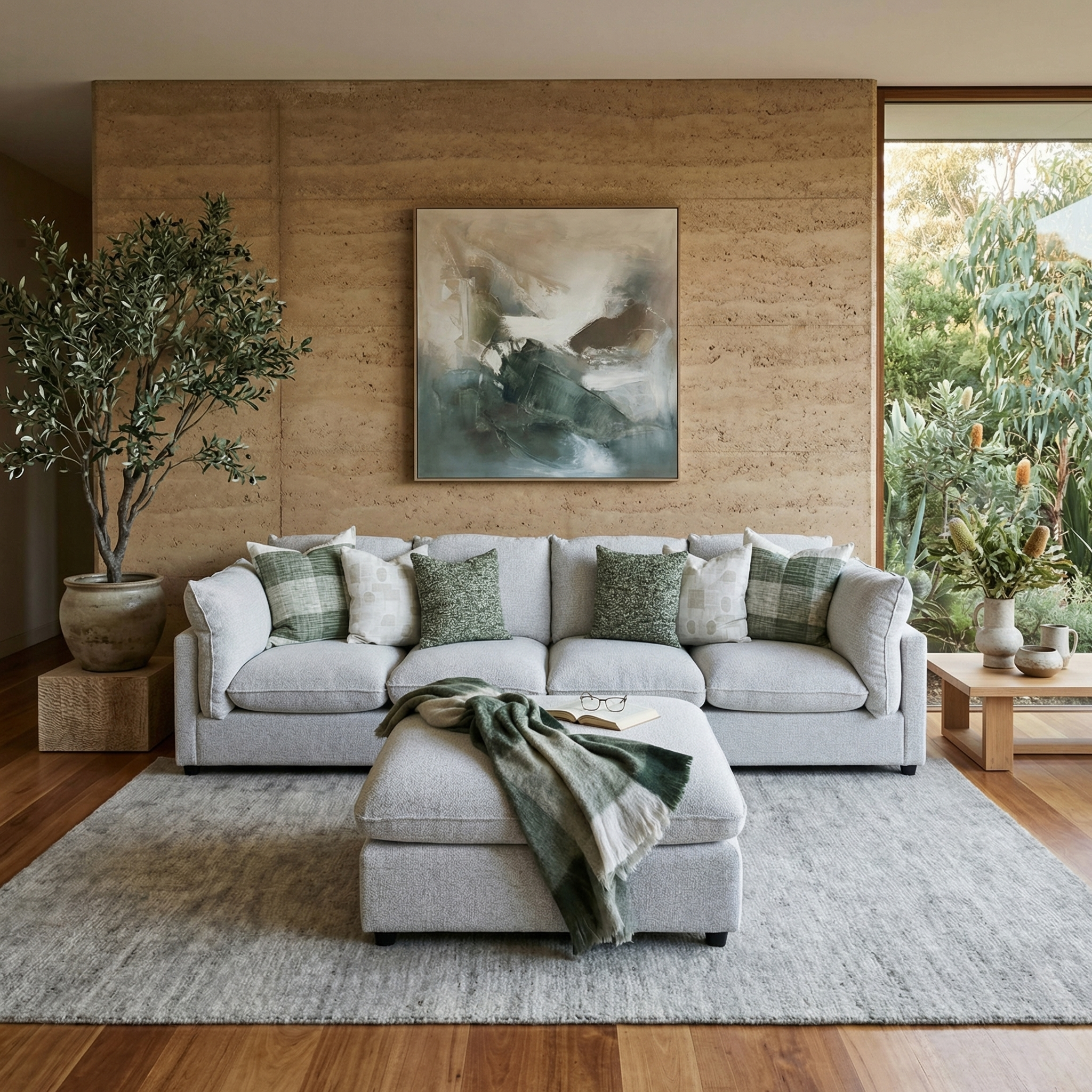 Savannah Cloud Soft Oversized 4 Seater With Ottoman In Grey
