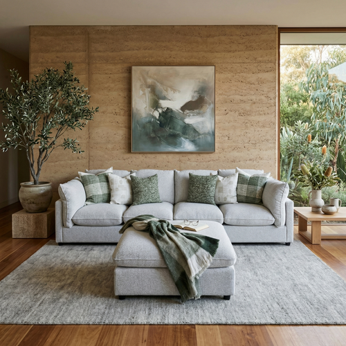 Savannah Cloud Soft Oversized 4 Seater With Ottoman In Grey