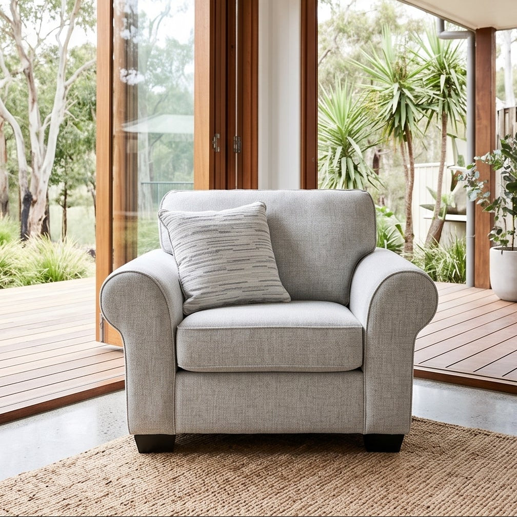 Remmy Oversized Arm Chair In Natural Grey