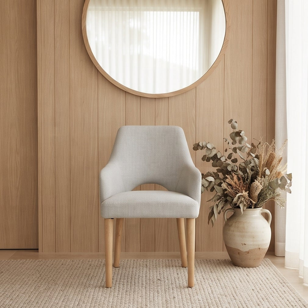 Clinton Dining Chair In Natural With Oak Leg