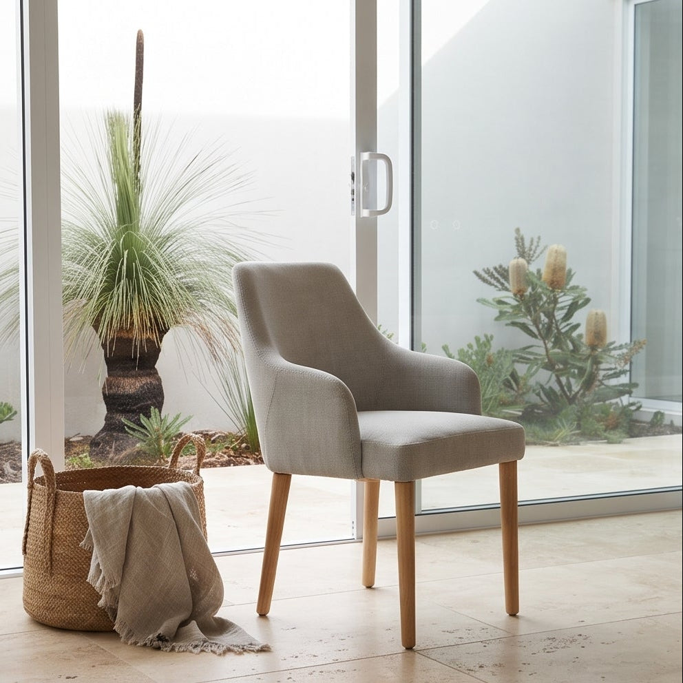 Clinton Dining Chair In Natural With Oak Leg