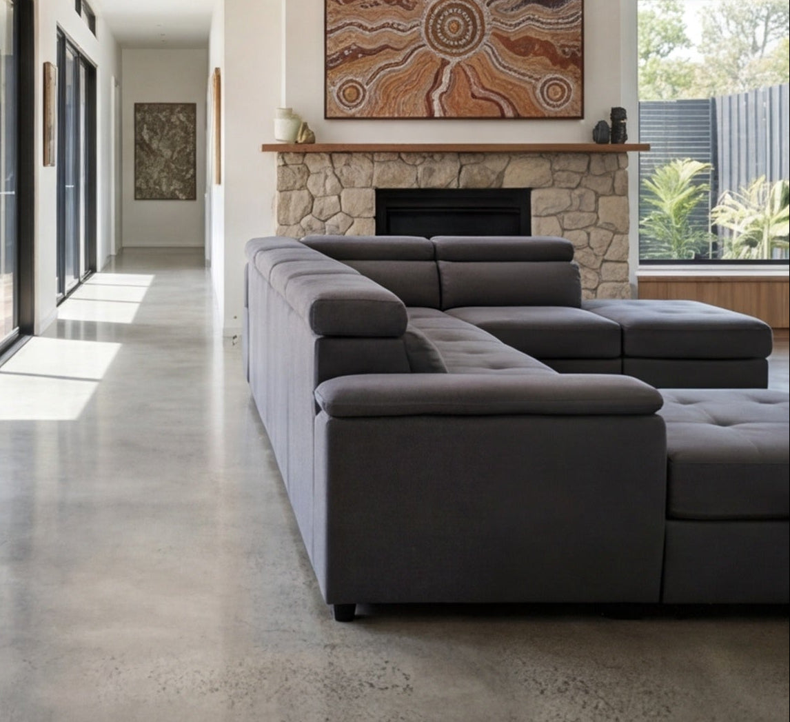 Bronte left chaise with sofabed in grey