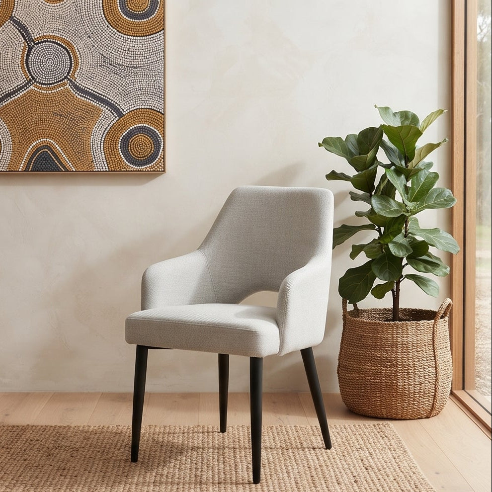 Clinton Dining Chair In Natural With Black Leg