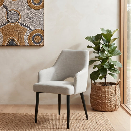 Clinton Dining Chair In Natural With Black Leg