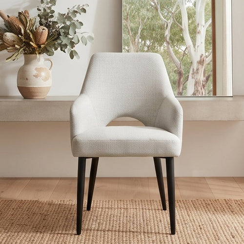 Clinton Dining Chair In Natural With Black Leg