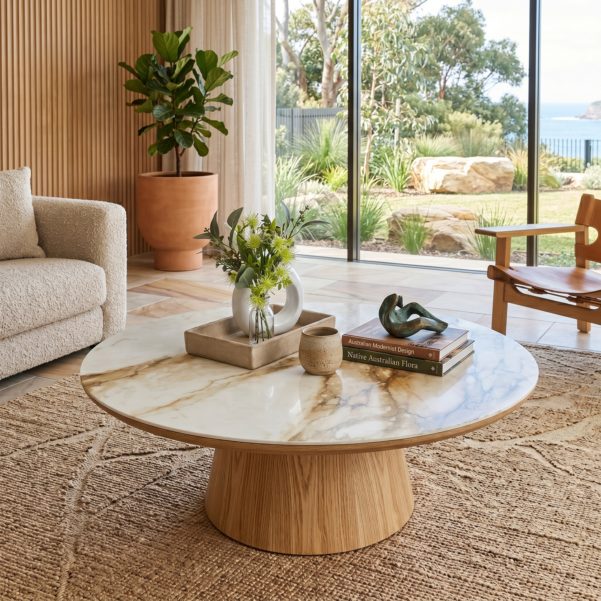 Olympus Round Coffee Table With Ceramic Top