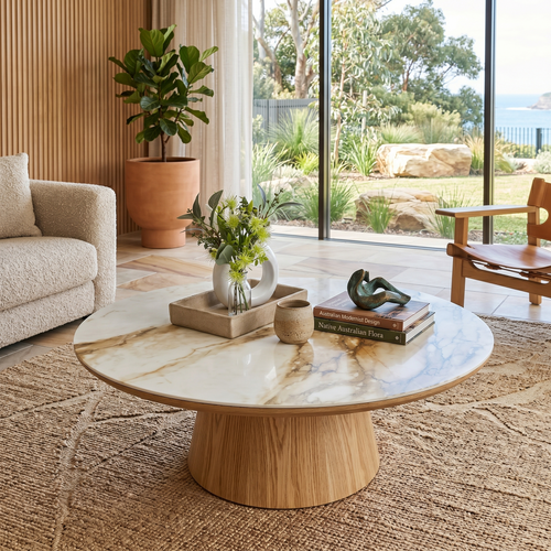 Olympus Round Coffee Table With Ceramic Top