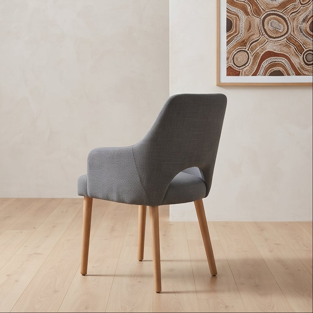 Clinton Dining Chair In Dark Grey With Oak Leg